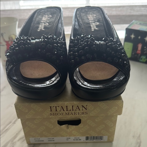Helens Hearts Black Beaded Mules - Picture 1 of 9